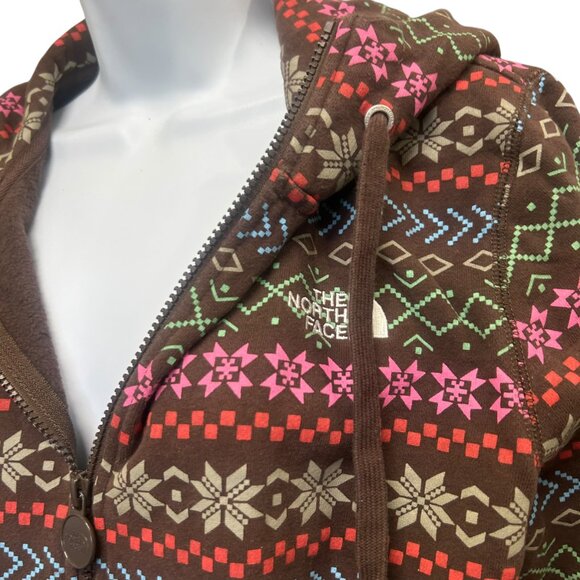 The North Face Brown Aztec Snowflake Full Zip Hoodie Size XL - Picture 3 of 8
